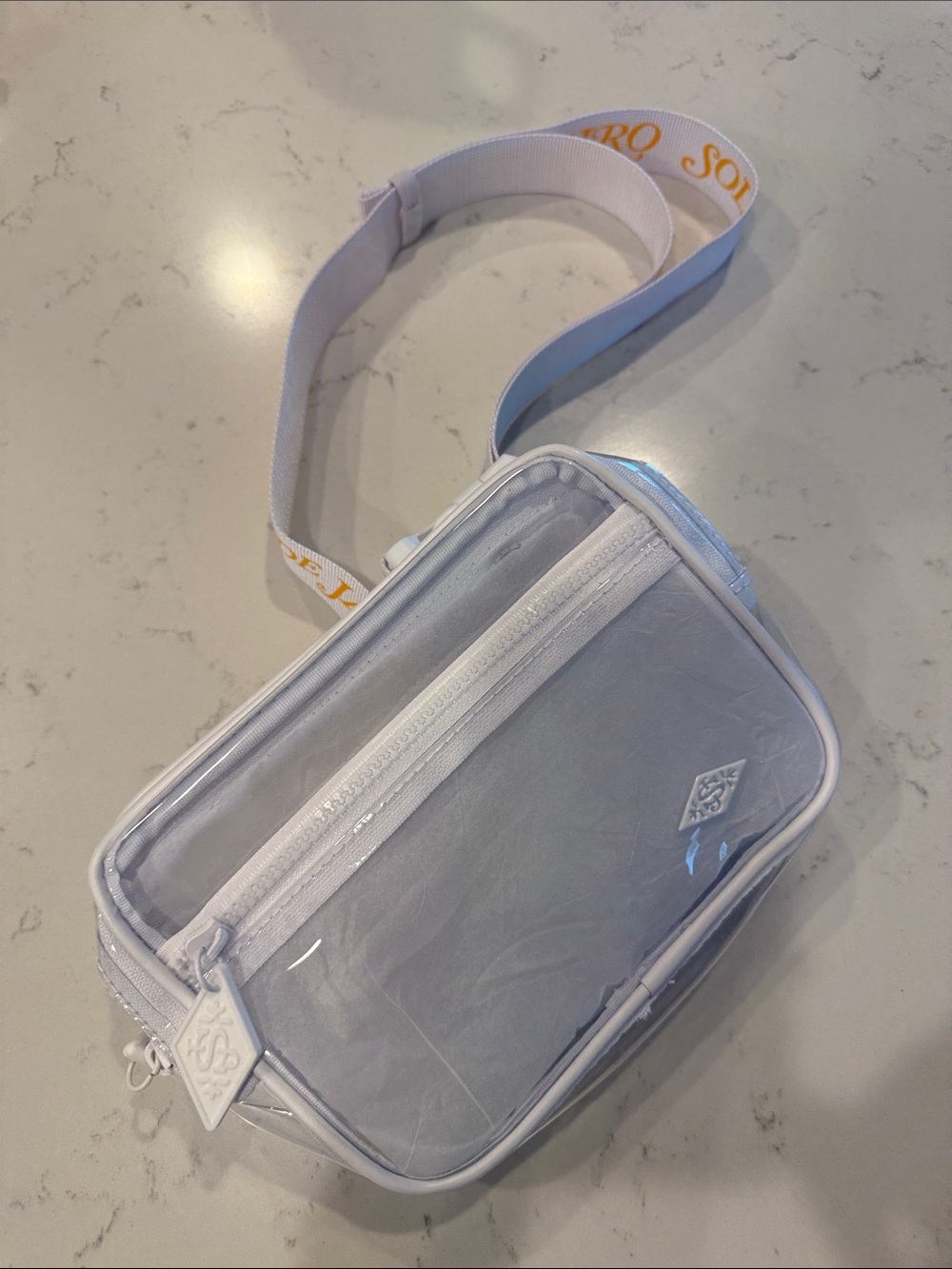 Sol de Janeiro Clear White Crossbody Bag with Logo Accent
